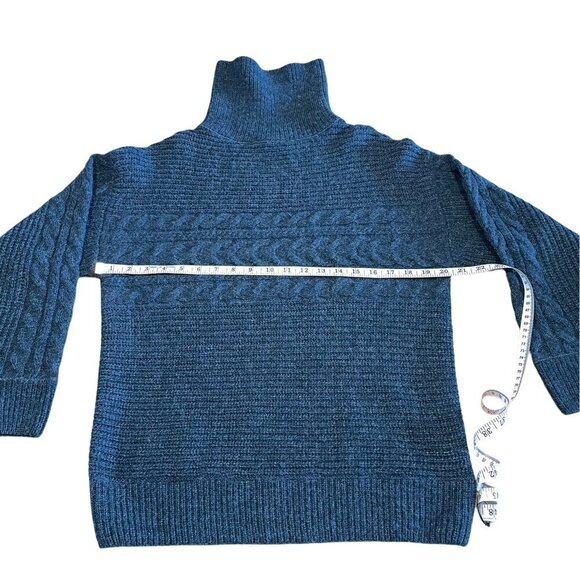 SUZY SHIER Women's Turtle Neck Stone Blue Sweater Warm, Size Large - Picture 9 of 12
